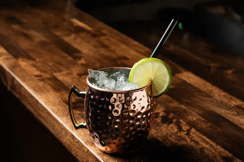 Canyon Mule cocktail paired with steak at The Foodie Club