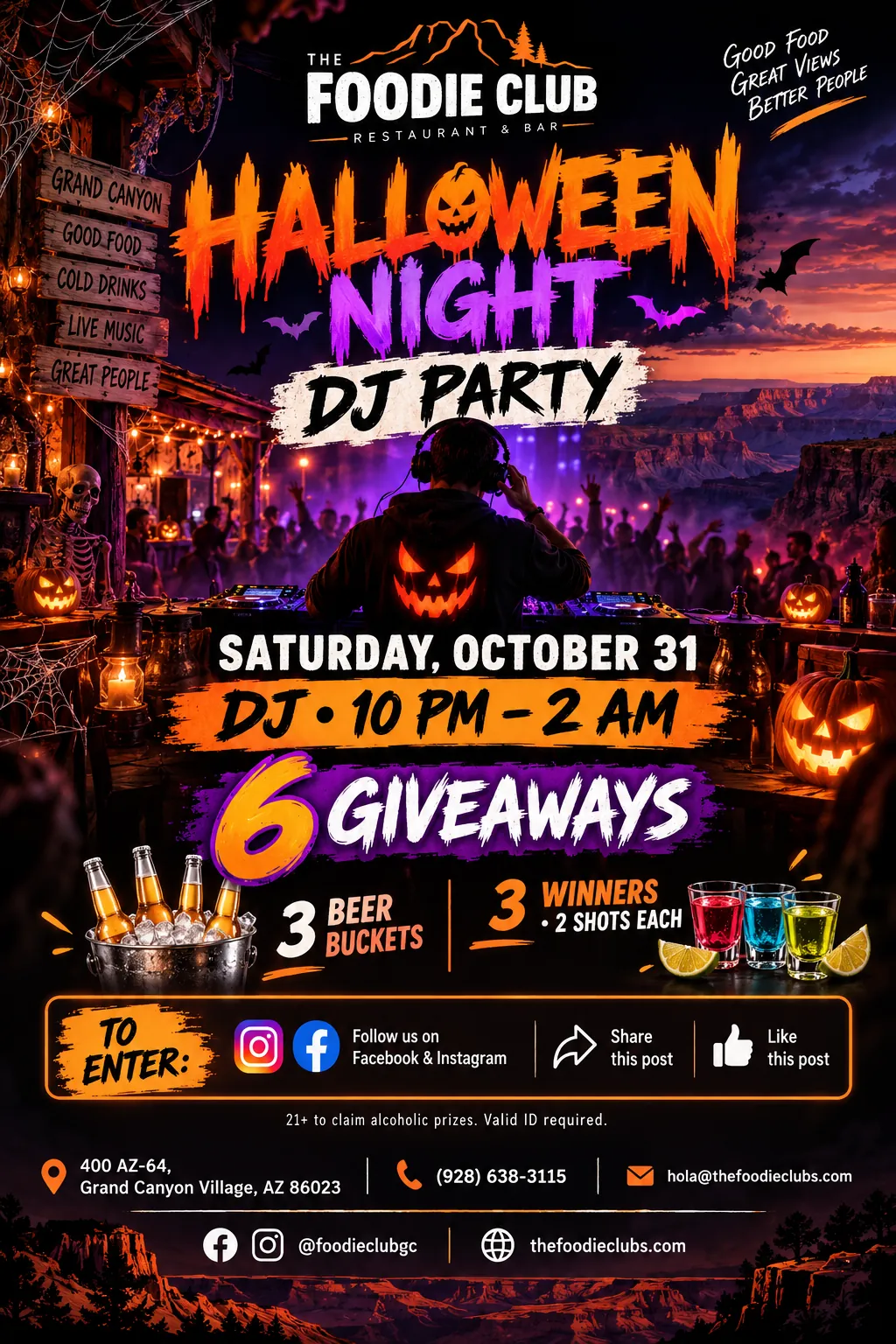 Halloween Night DJ Party at The Foodie Club, Tusayan AZ