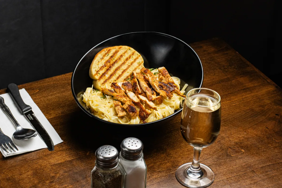 Fettuccini Alfredo with Chicken dinner at The Foodie Club